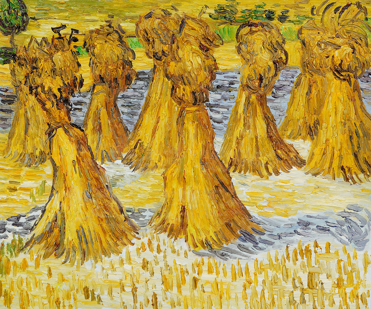Sheaves of Wheat by Vincent Van Gogh - Click Image to Close